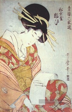  her - Kurtissan schreiben einen Brief Kitagawa Utamaro Ukiyo e Bijin ga